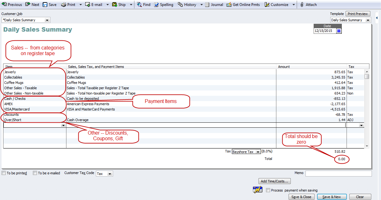 Quickbooks tax exempt sales report