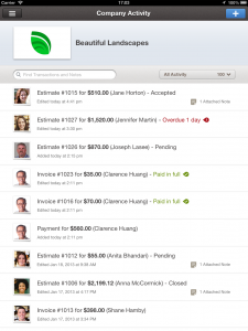 QuickBooks Online for iPad App - Company Activity 